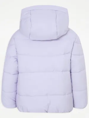 Kids Lilac Padded Coat with Hood at George by ASDA