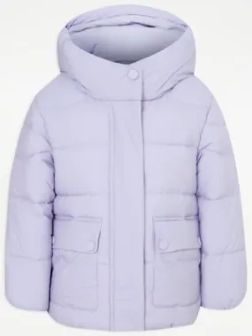 Kids Lilac Padded Coat with Hood at George by ASDA