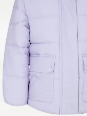 Kids Lilac Padded Coat with Hood at George by ASDA