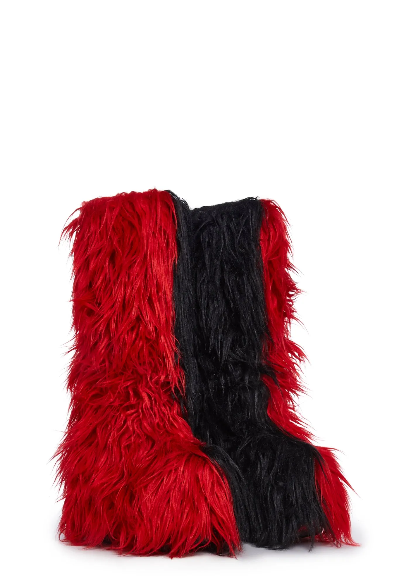 Liquid Rhythm Red Faux Fur Boots