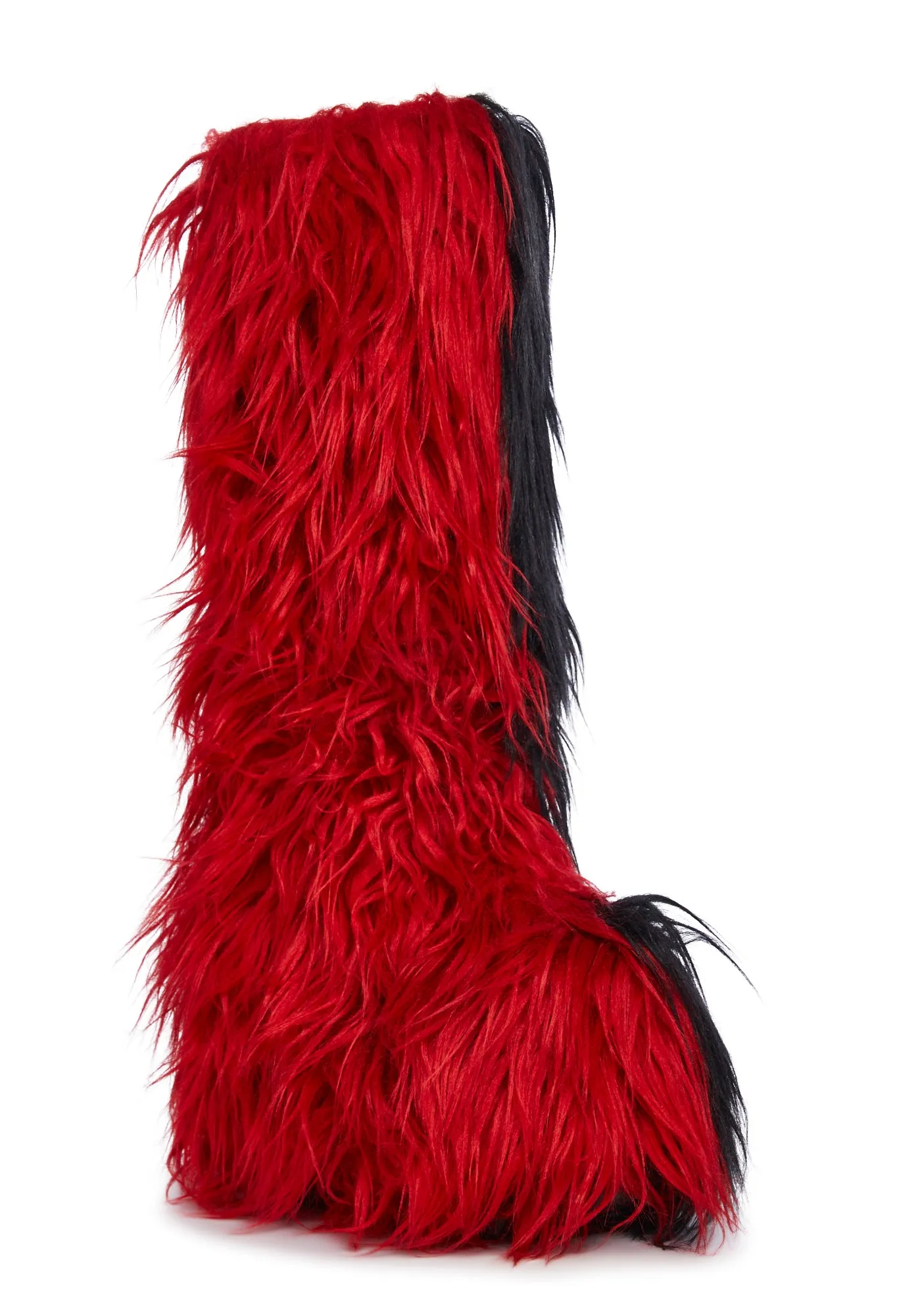 Liquid Rhythm Red Faux Fur Boots