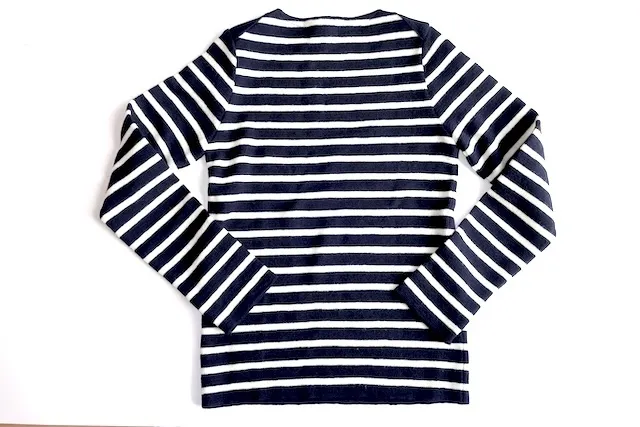 Crew Neck Wool Long Sleeve Logo Top with Stripes and Heart