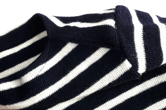 Crew Neck Wool Long Sleeve Logo Top with Stripes and Heart