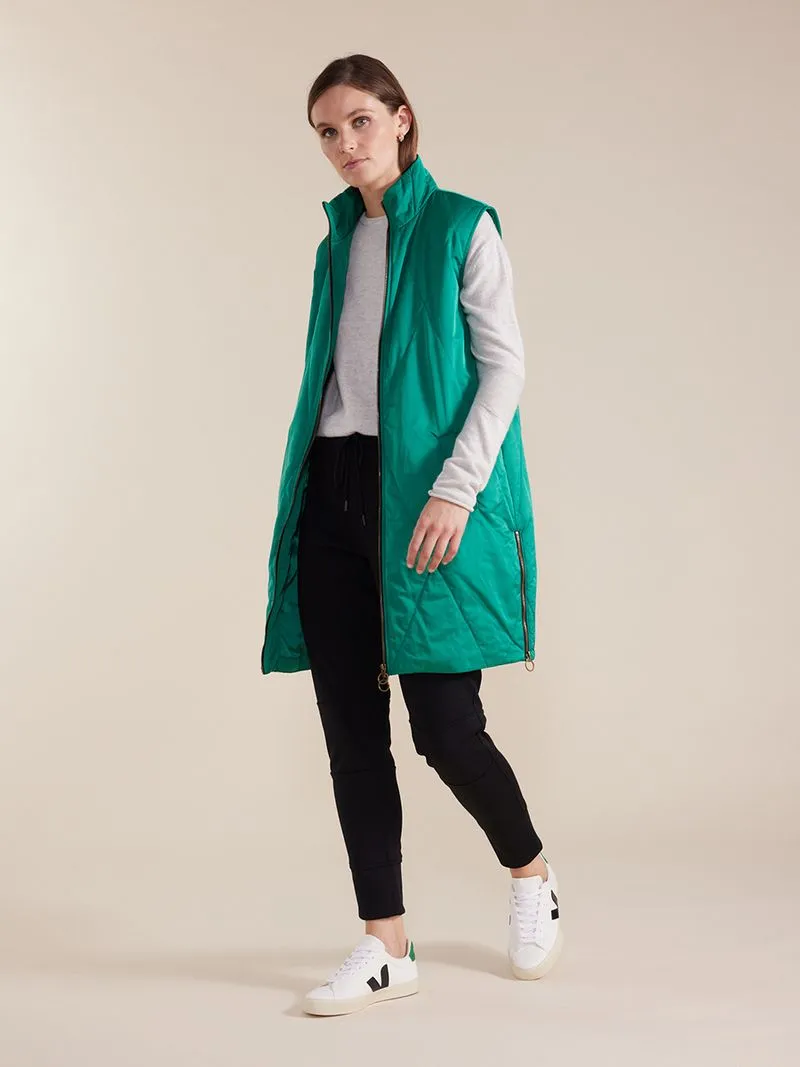 Marco Polo Longline Quilted Vest Forest