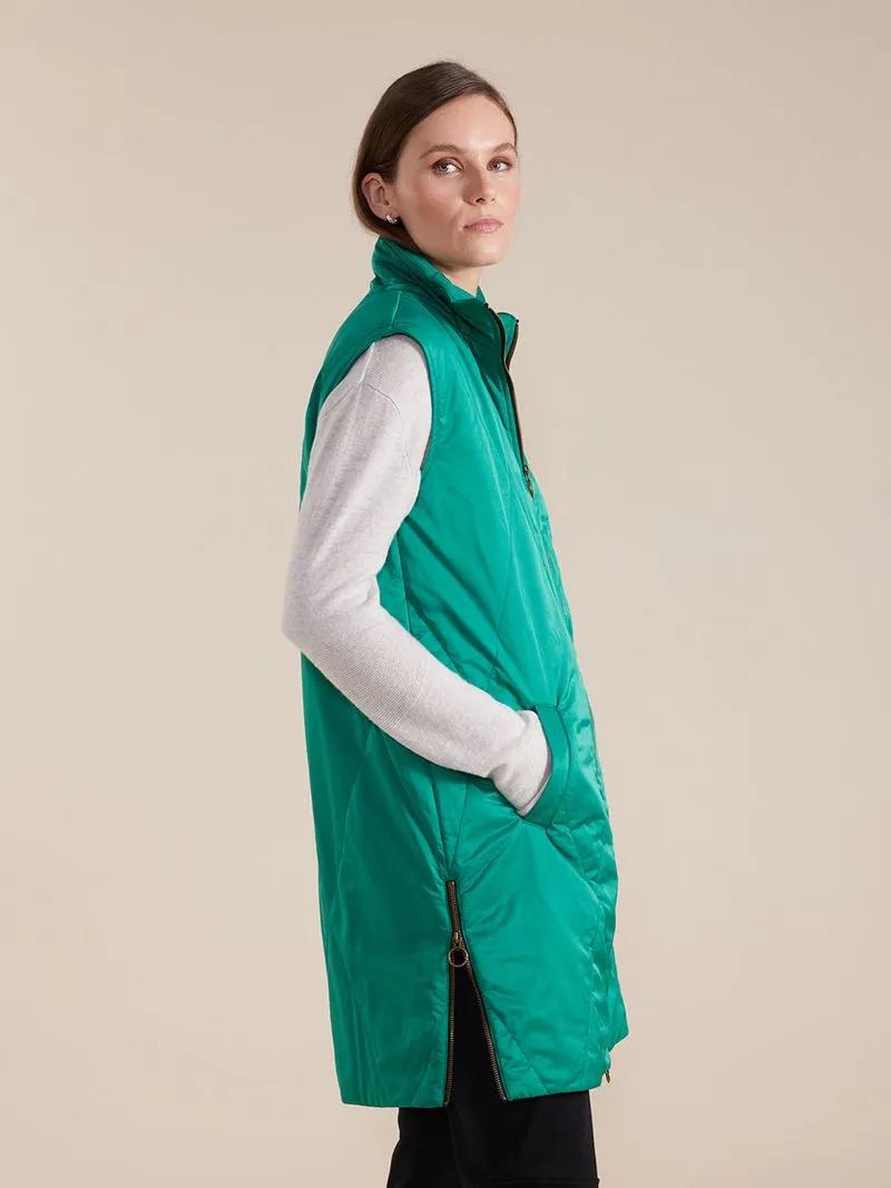 Marco Polo Longline Quilted Vest Forest