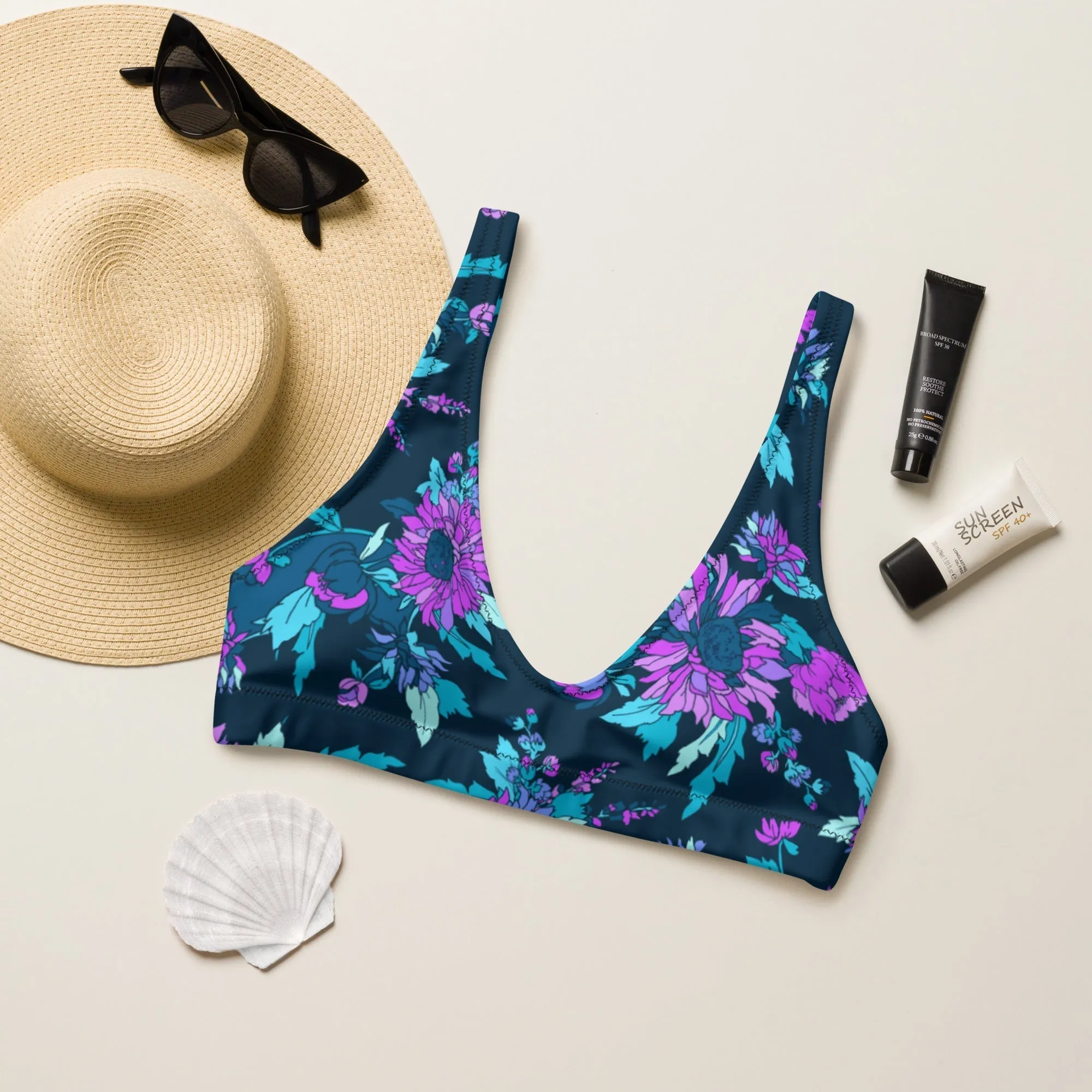 MIDNIGHT BLOOMS Bikini Top