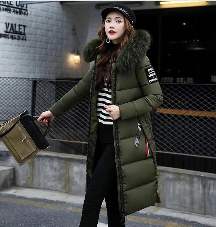 Winter Women's Jacket Long Down Jacket Padded Coat Slim Hooded MBluxy