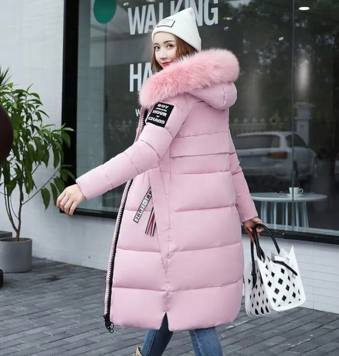 Winter Women's Jacket Long Down Jacket Padded Coat Slim Hooded MBluxy