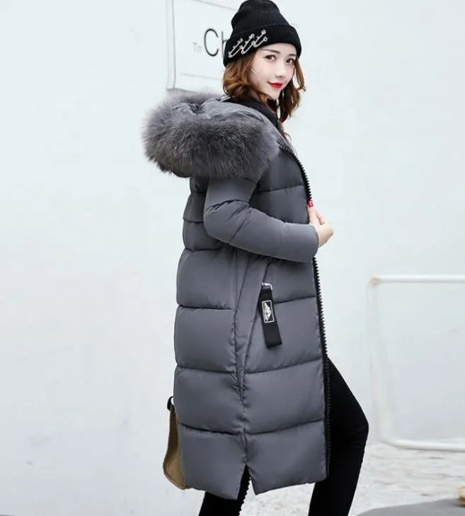 Winter Women's Jacket Long Down Jacket Padded Coat Slim Hooded MBluxy