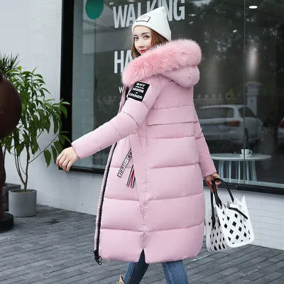 Winter Women's Jacket Long Down Jacket Padded Coat Slim Hooded MBluxy