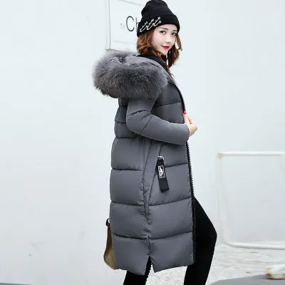 Winter Women's Jacket Long Down Jacket Padded Coat Slim Hooded MBluxy