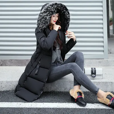 Winter Women's Jacket Long Down Jacket Padded Coat Slim Hooded MBluxy