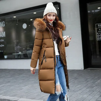 Winter Women's Jacket Long Down Jacket Padded Coat Slim Hooded MBluxy