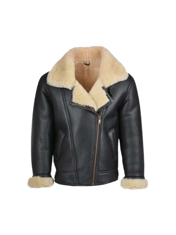 Mens Black Shearling B3 Leather Jacket