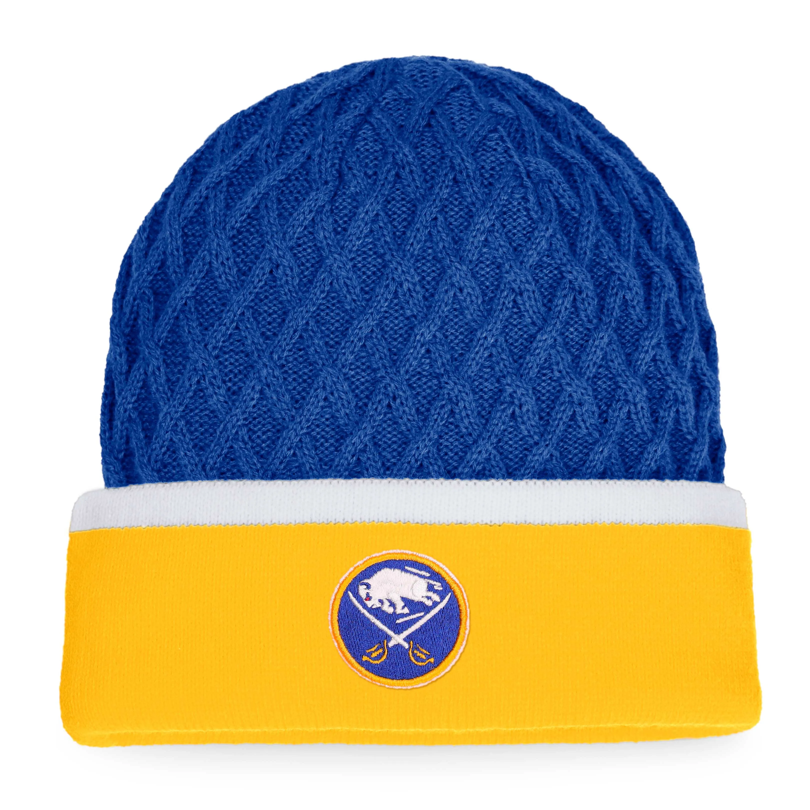 Men's Gold and Royal Buffalo Sabres Fanatics Iconic Cuffed Knit Hat with Stripes