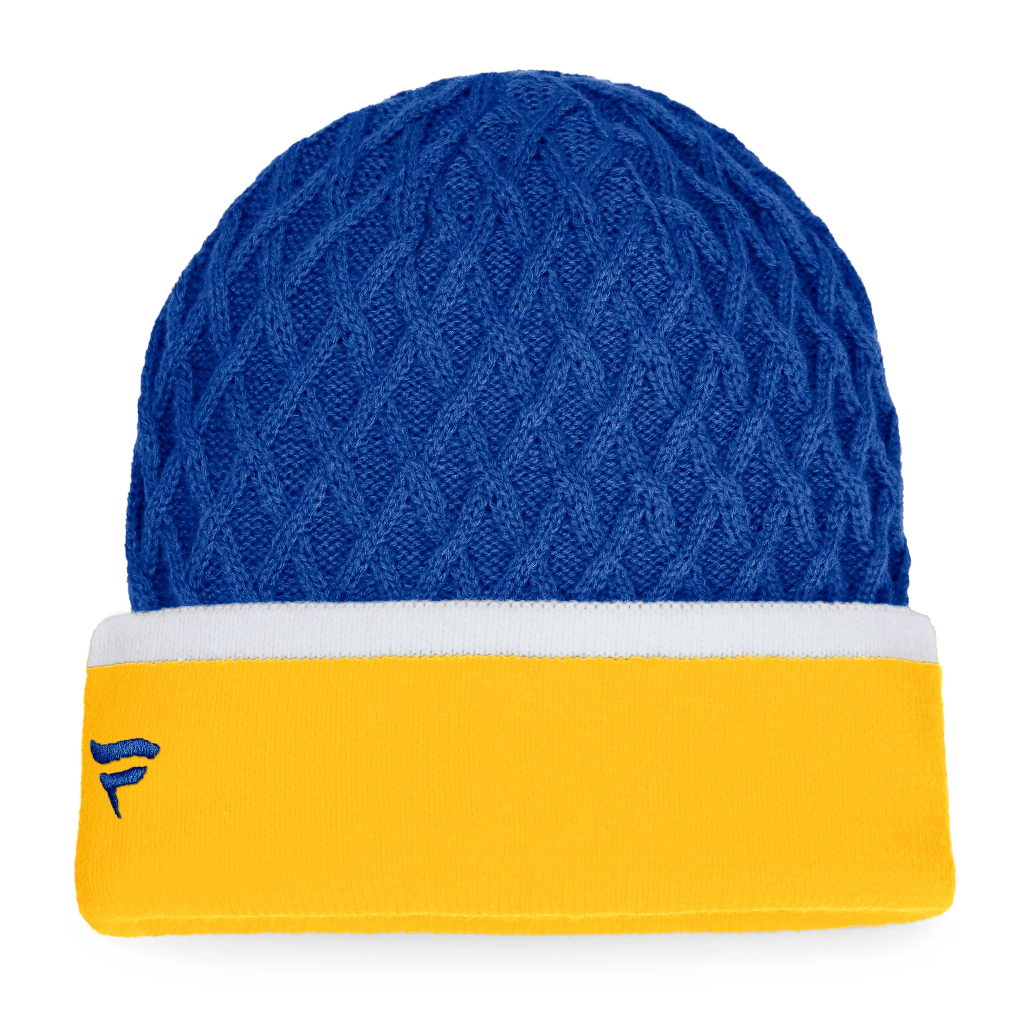 Men's Gold and Royal Buffalo Sabres Fanatics Iconic Cuffed Knit Hat with Stripes