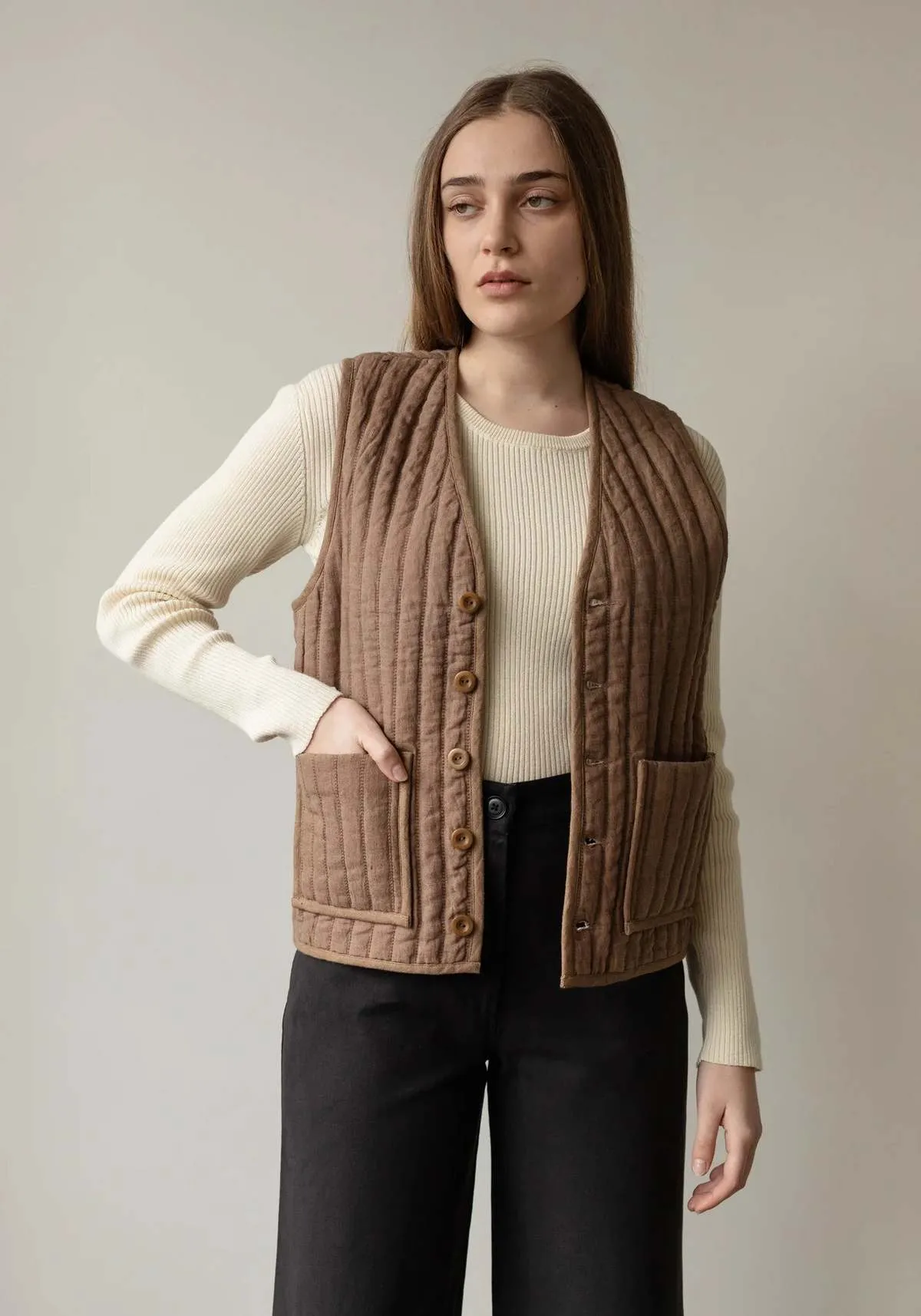 Men's Quilted Vest - Cocoa