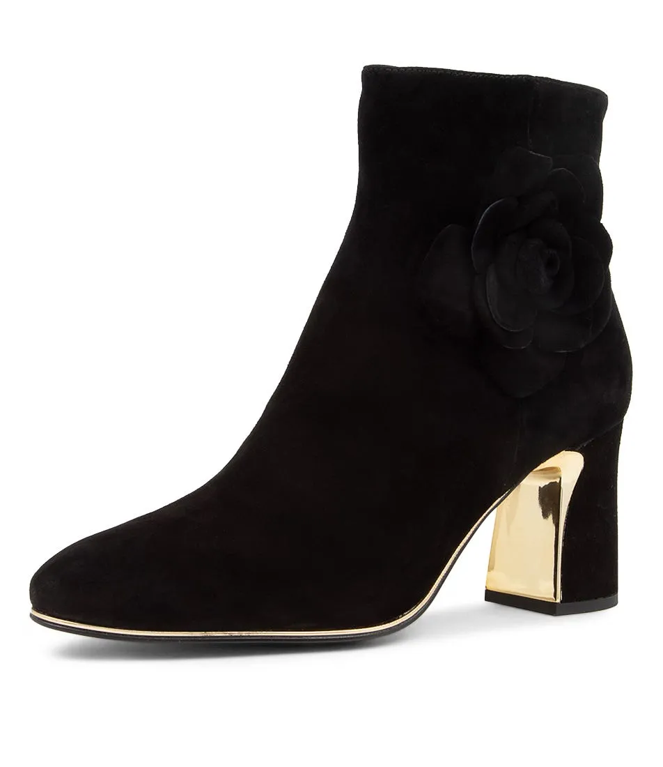 MIDAS Krysha Black Suede Ankle Boots Women's