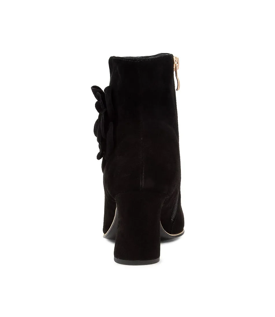 MIDAS Krysha Black Suede Ankle Boots Women's