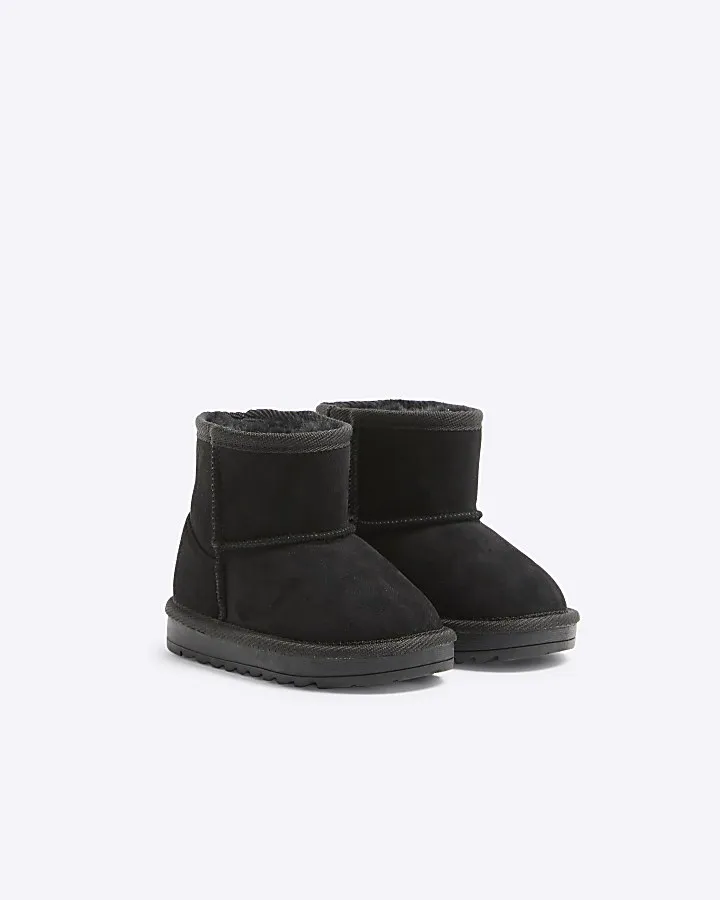 Mini Boys Black Fur Boots