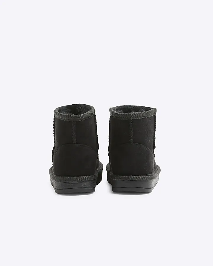 Mini Boys Black Fur Boots