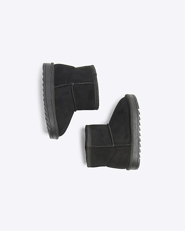 Mini Boys Black Fur Boots