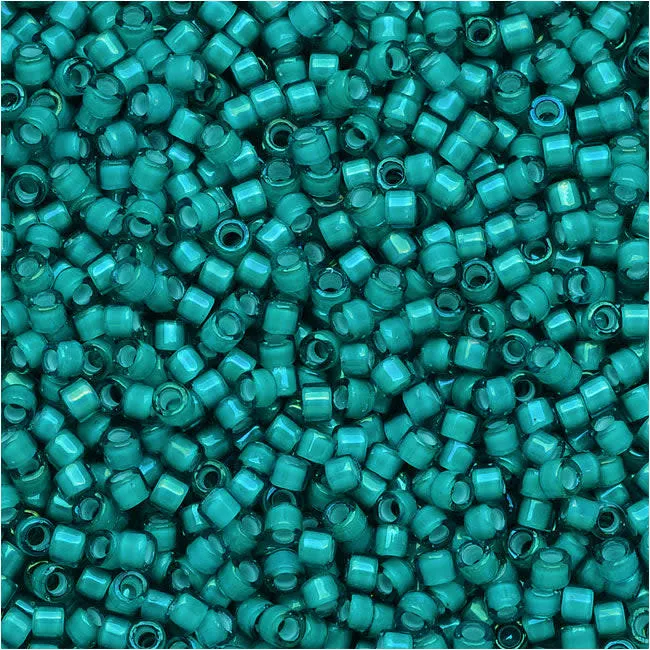 White Lined Teal AB DB1782 (7.2 Grams) Miyuki Delica Seed Beads