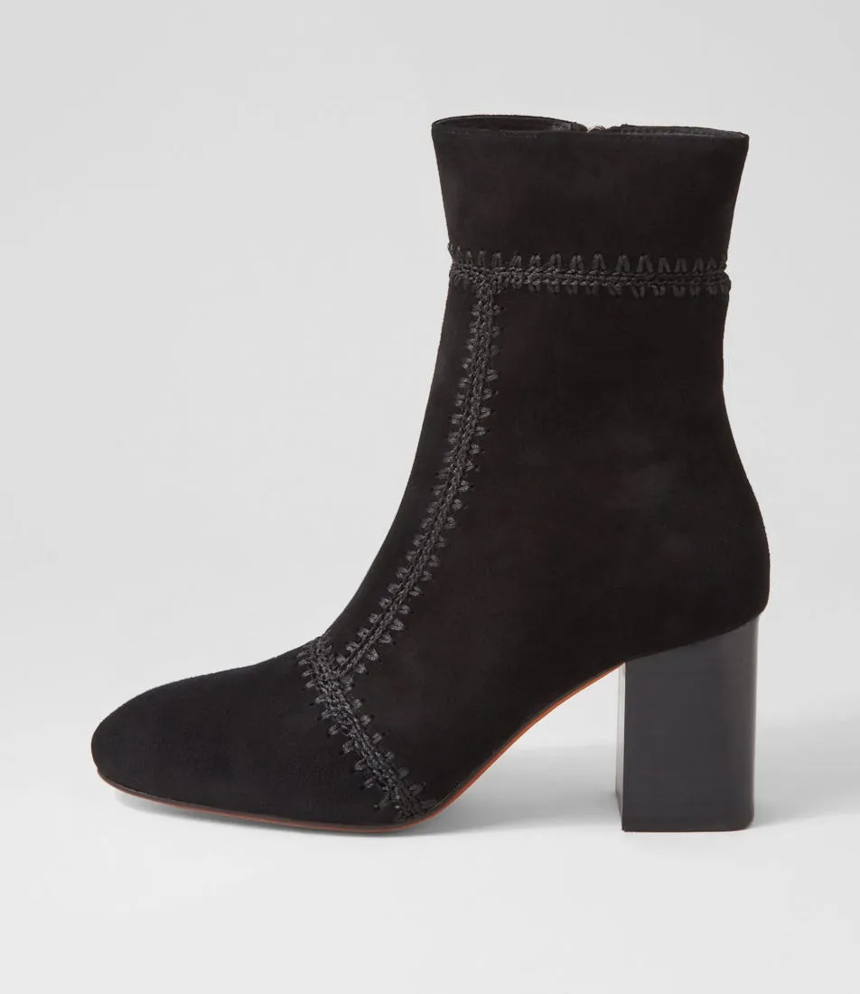 MOLLINI Stallion Black Suede Ankle Boots Women's