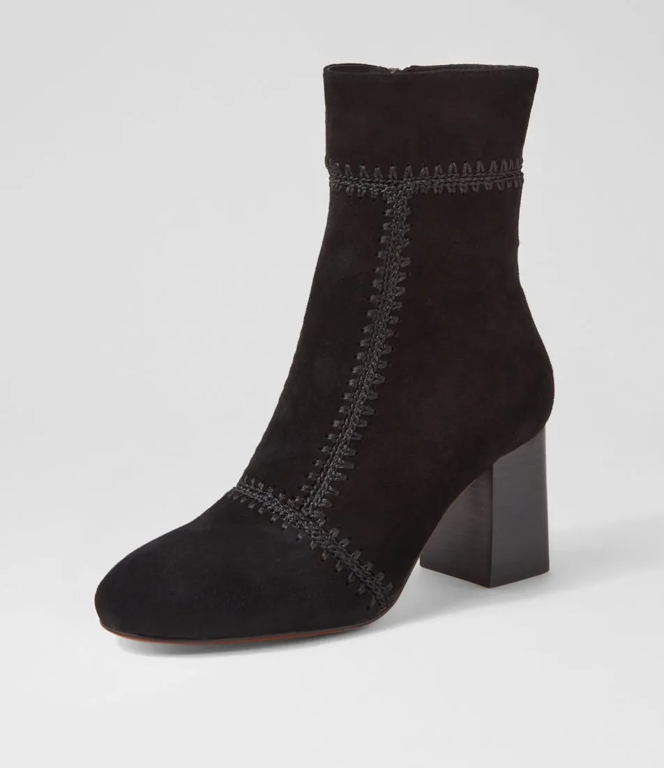 MOLLINI Stallion Black Suede Ankle Boots Women's