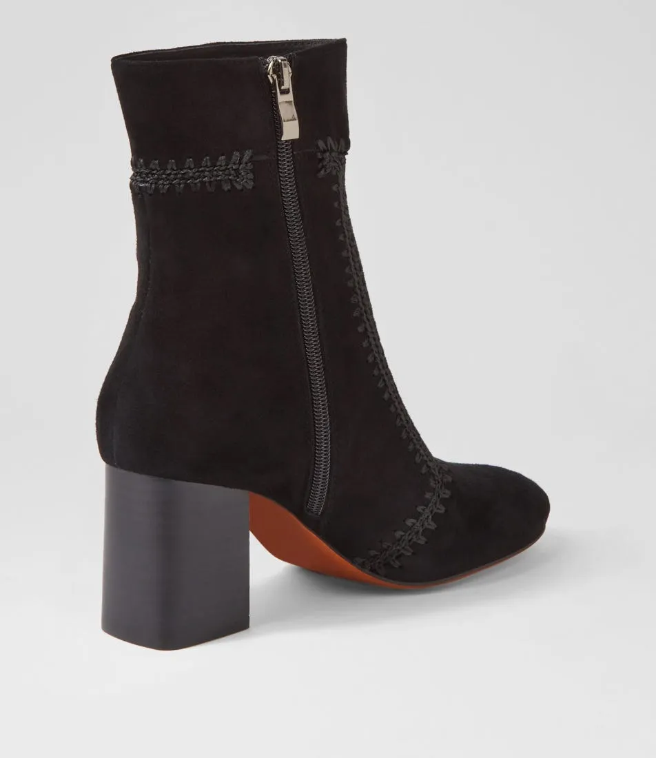 MOLLINI Stallion Black Suede Ankle Boots Women's