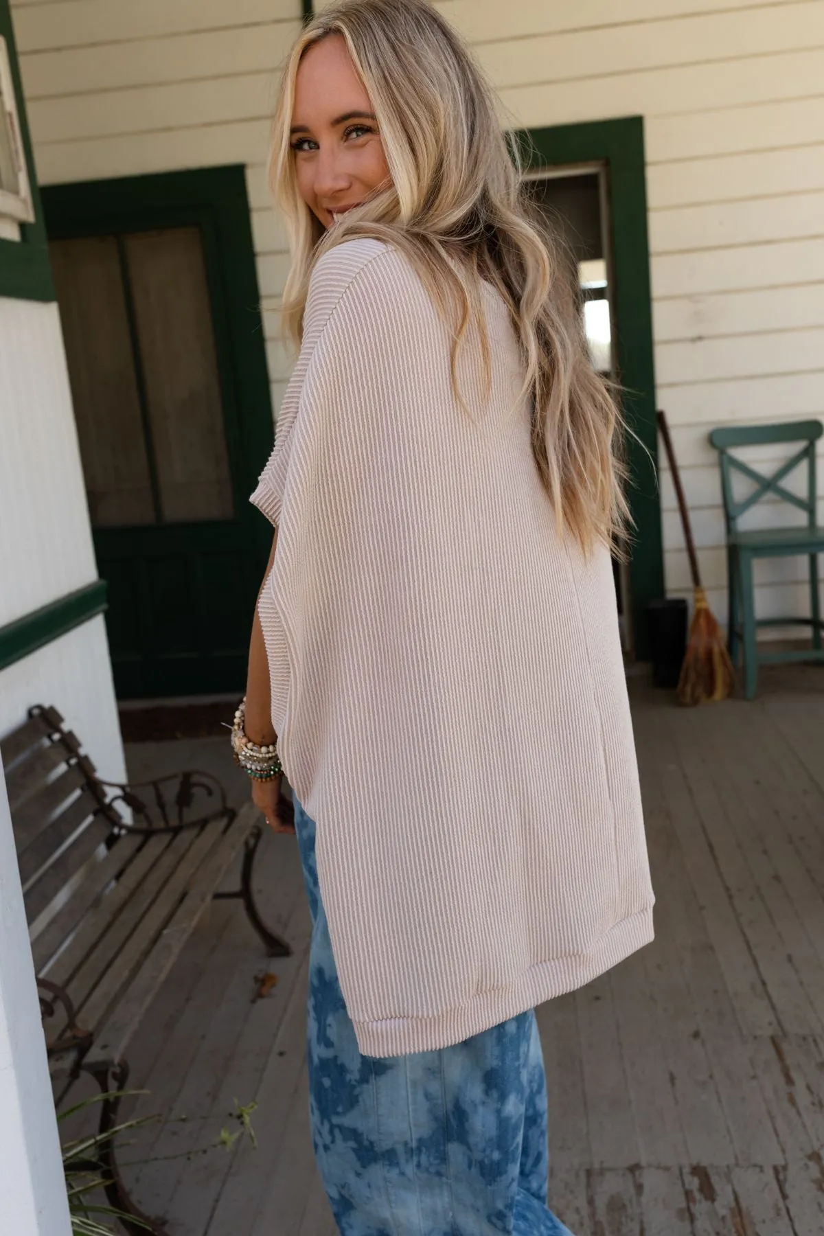 Oat Moon Glow Textured Knit Top