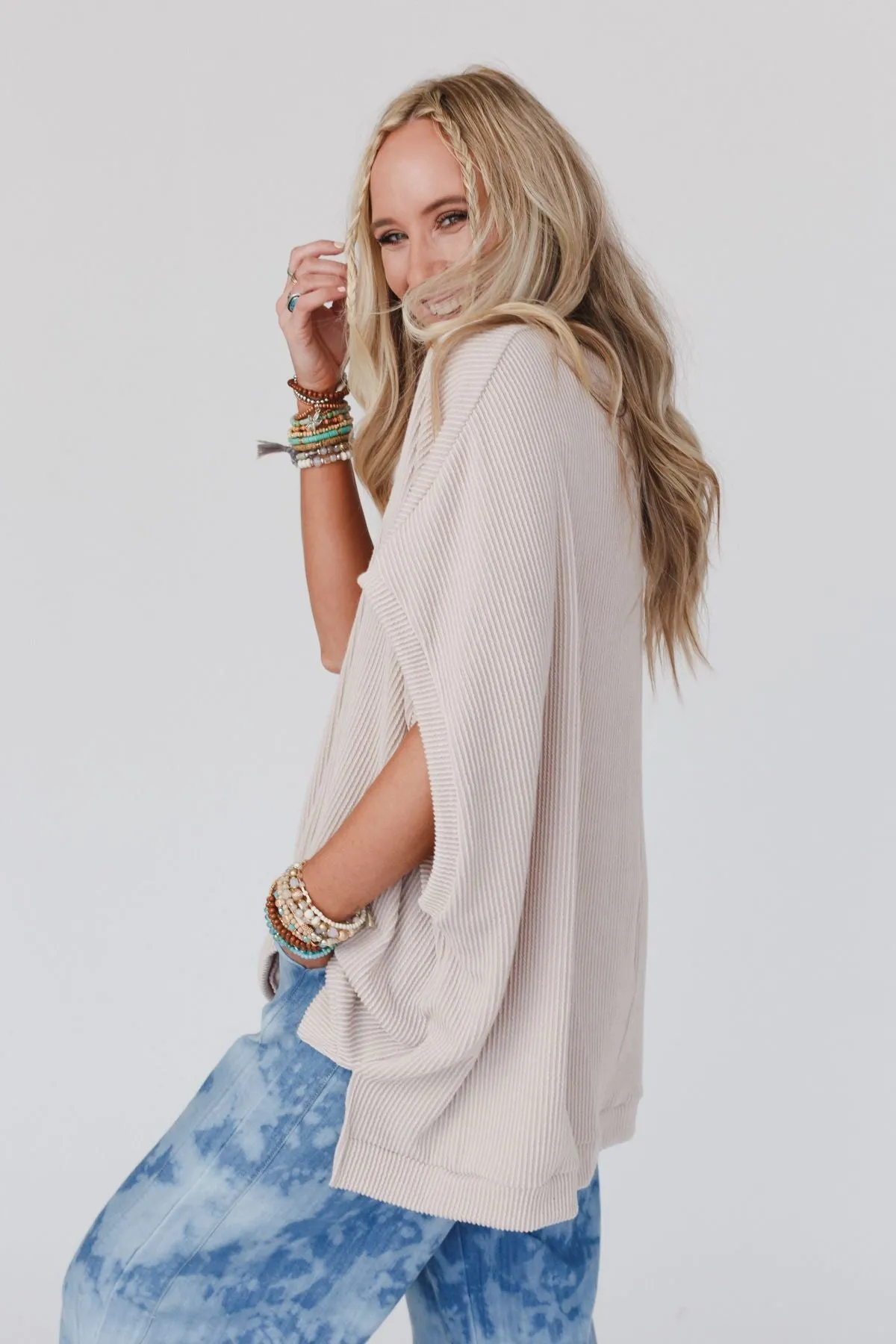 Oat Moon Glow Textured Knit Top