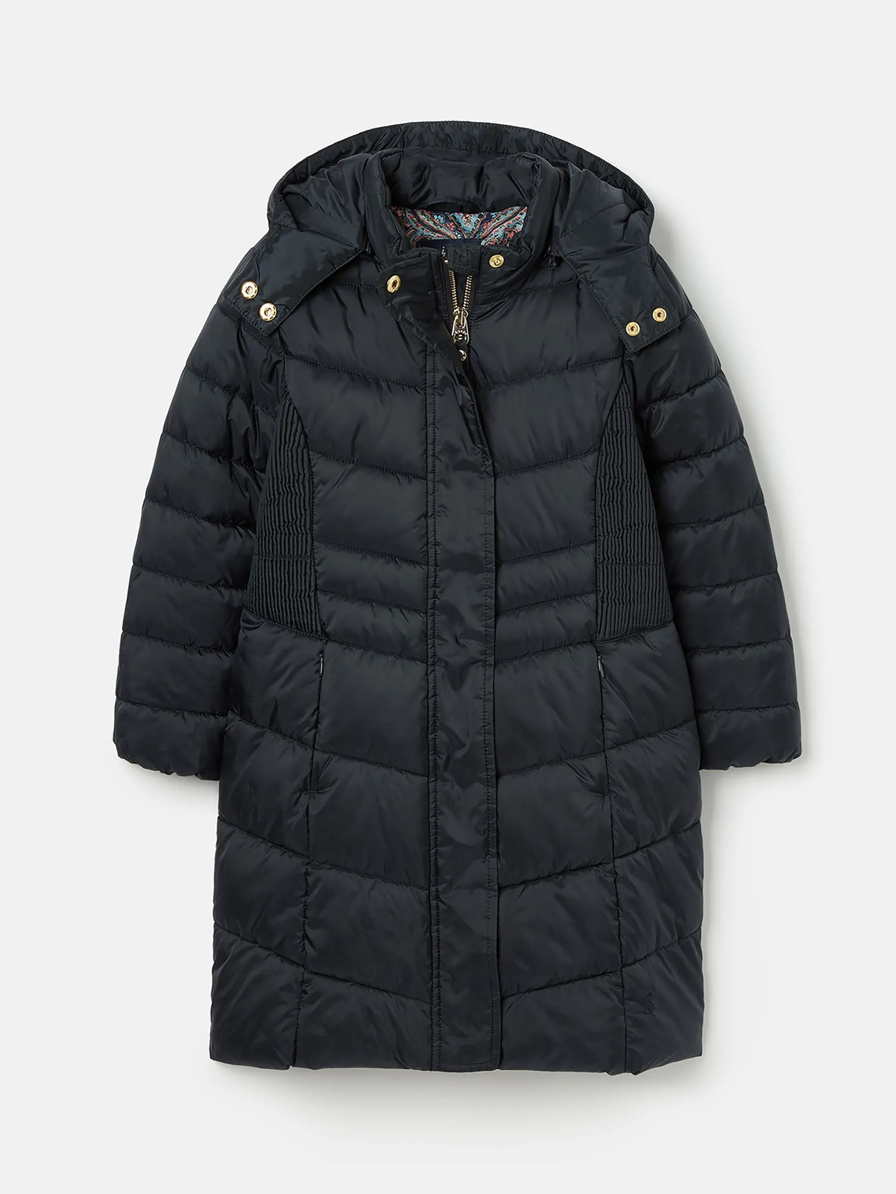 Navy Blue Padded Coat with Hood that is Showerproof