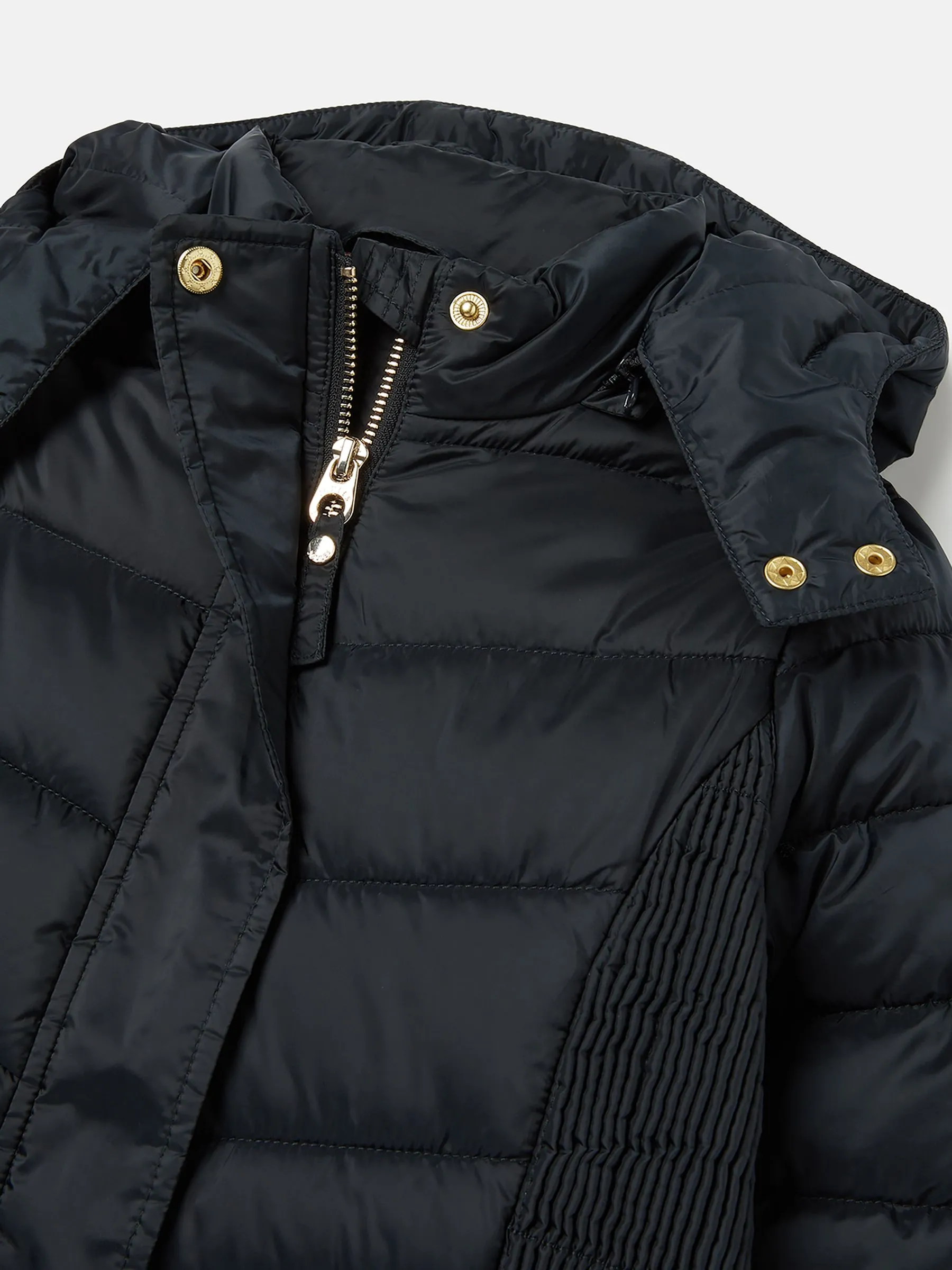 Navy Blue Padded Coat with Hood that is Showerproof