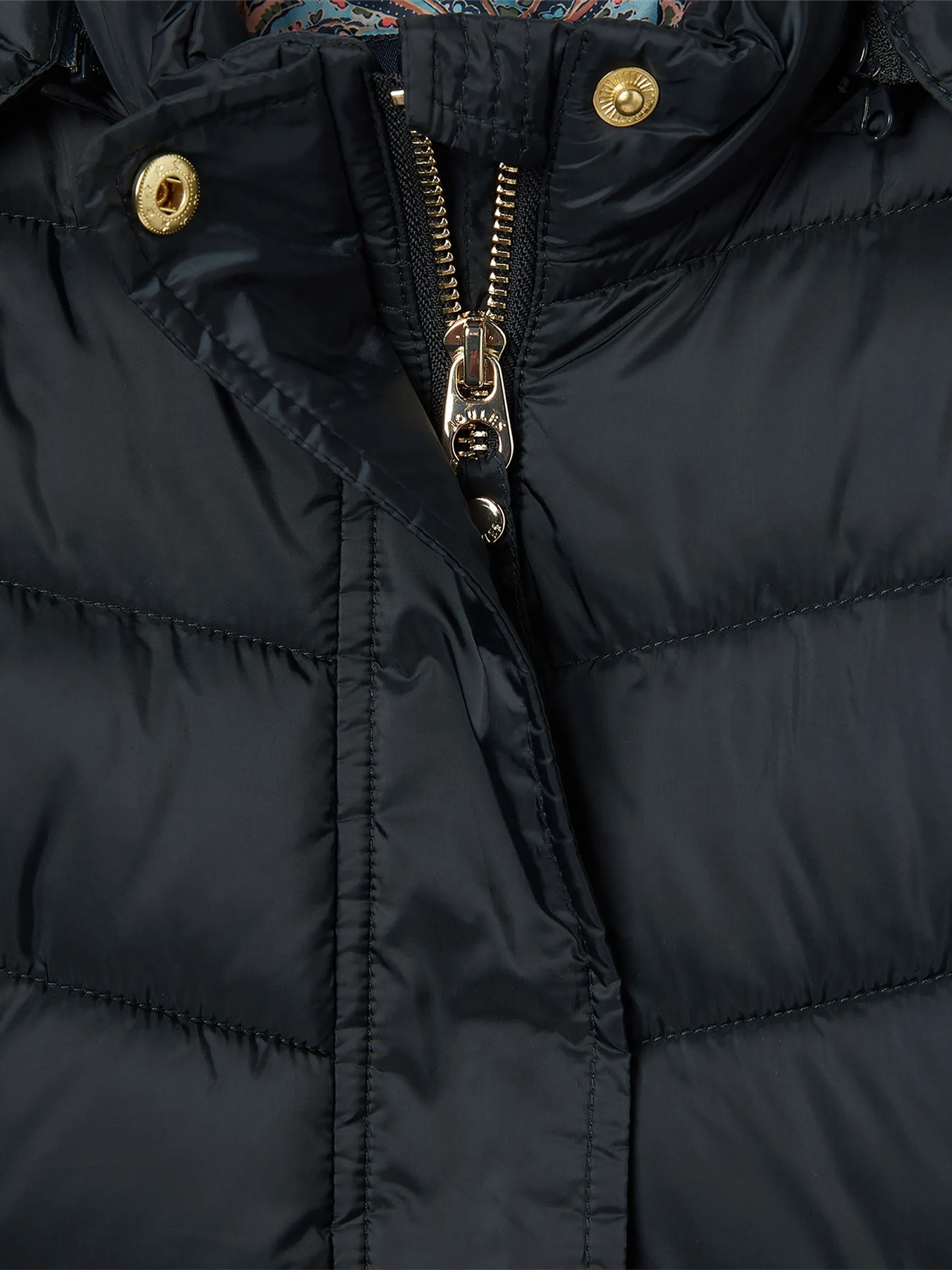 Navy Blue Padded Coat with Hood that is Showerproof