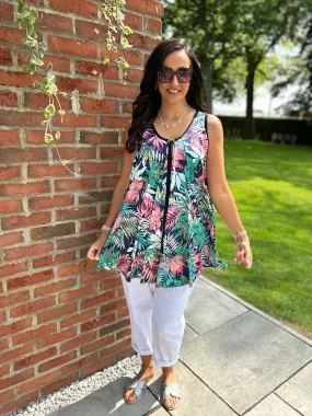 Navy Gold Leaf Vest Top