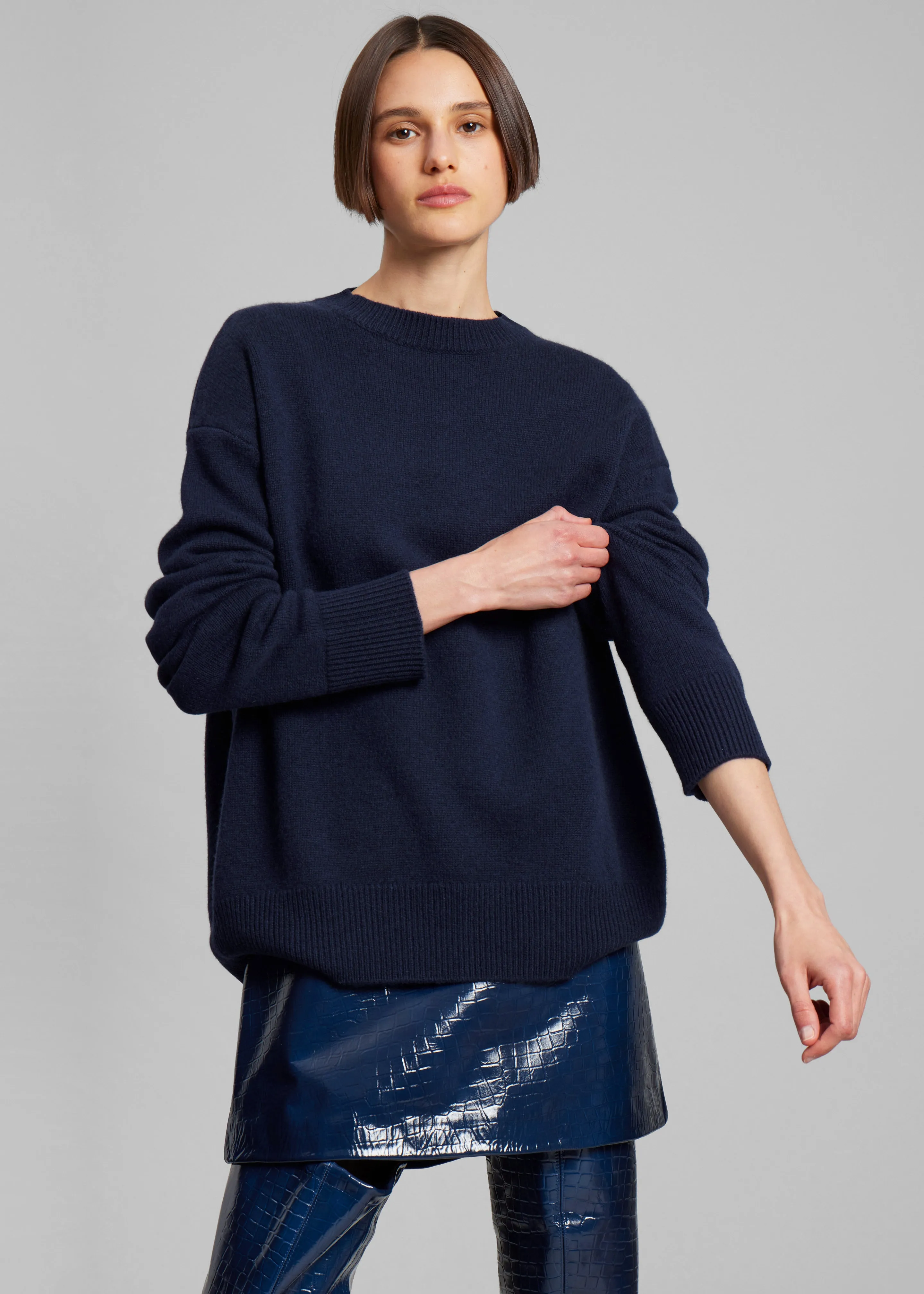 Navy Padded Knit Sweater