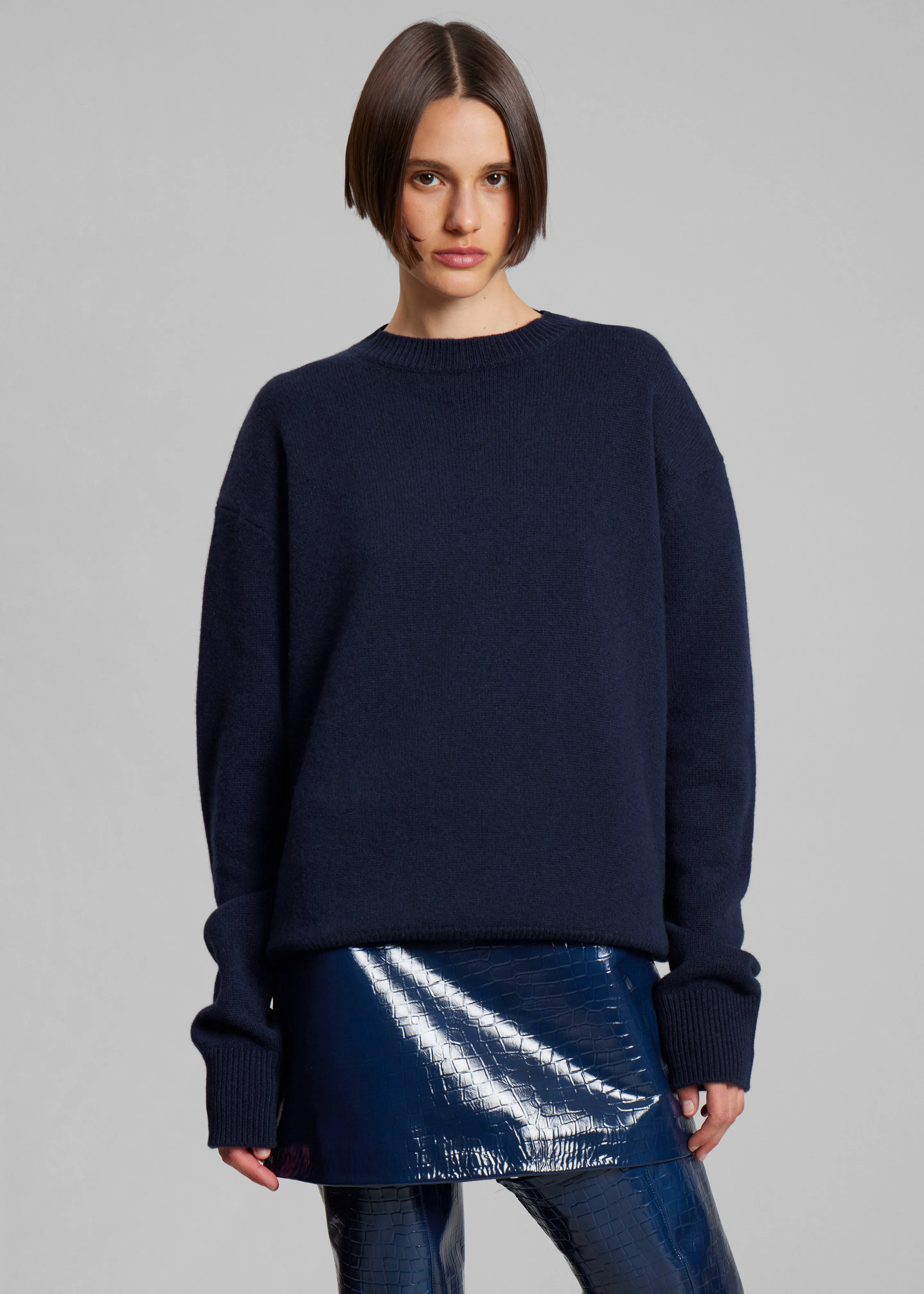 Navy Padded Knit Sweater