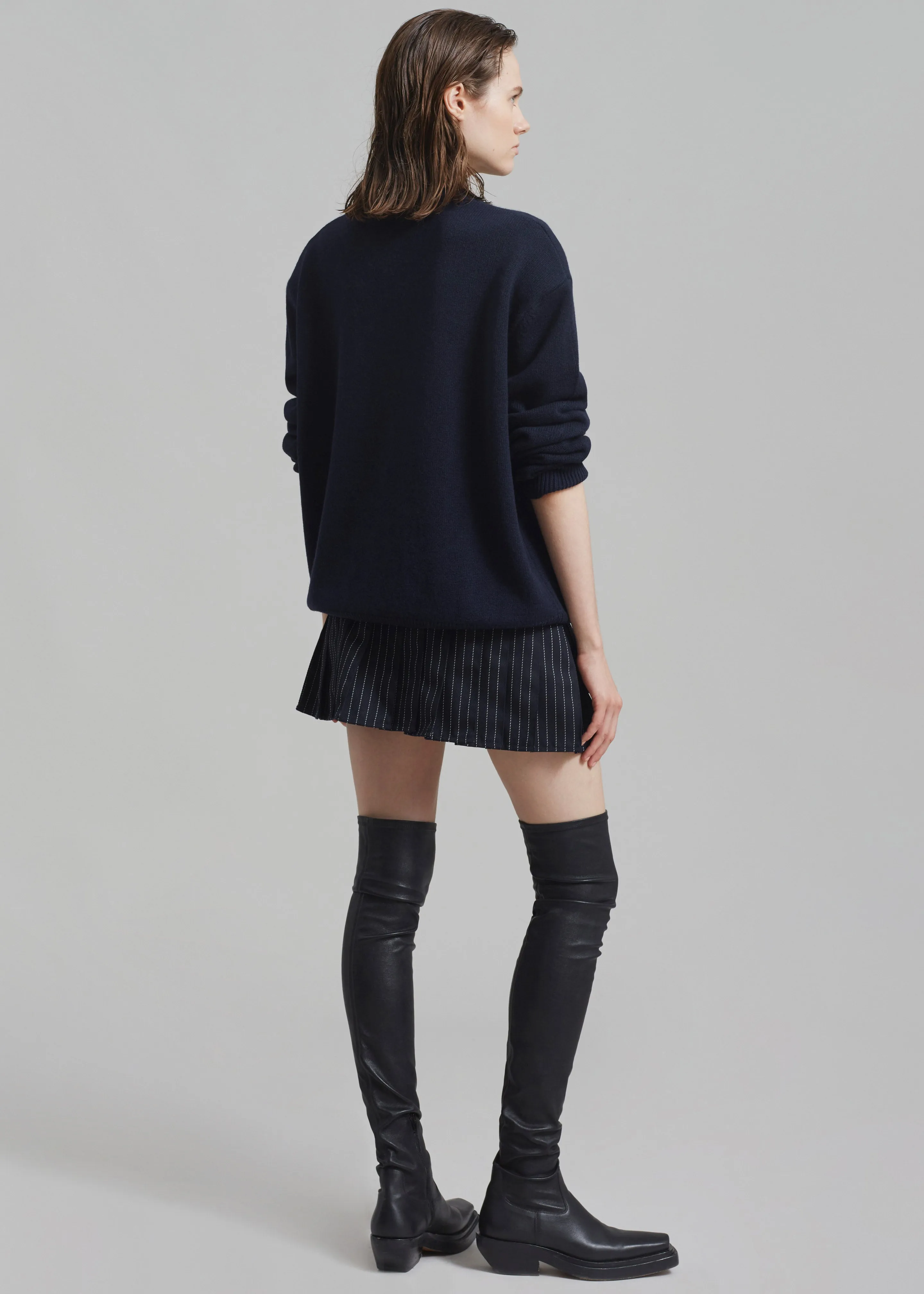 Navy Padded Knit Sweater