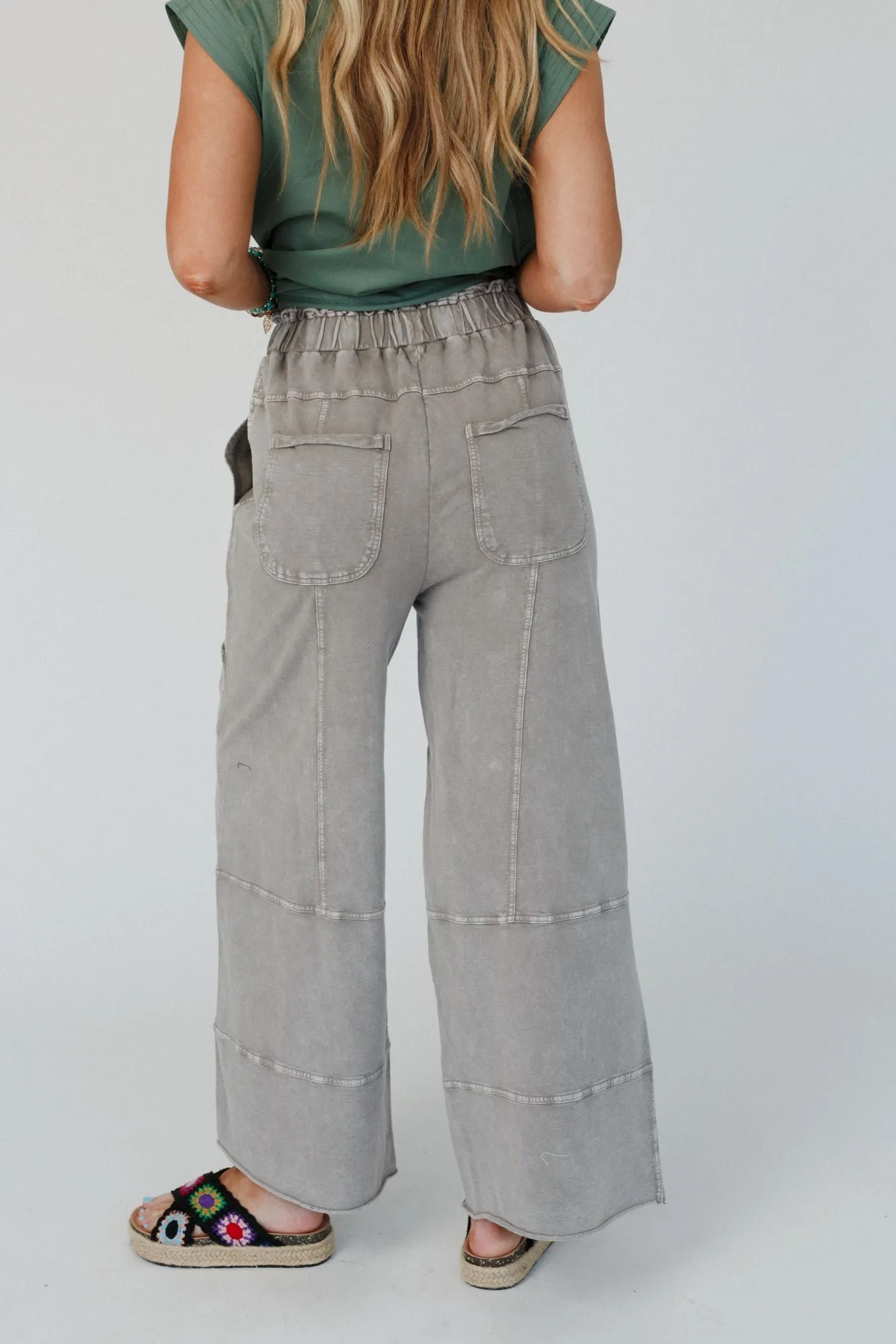 Olive Gray Lucky One Wide Leg Full Pant