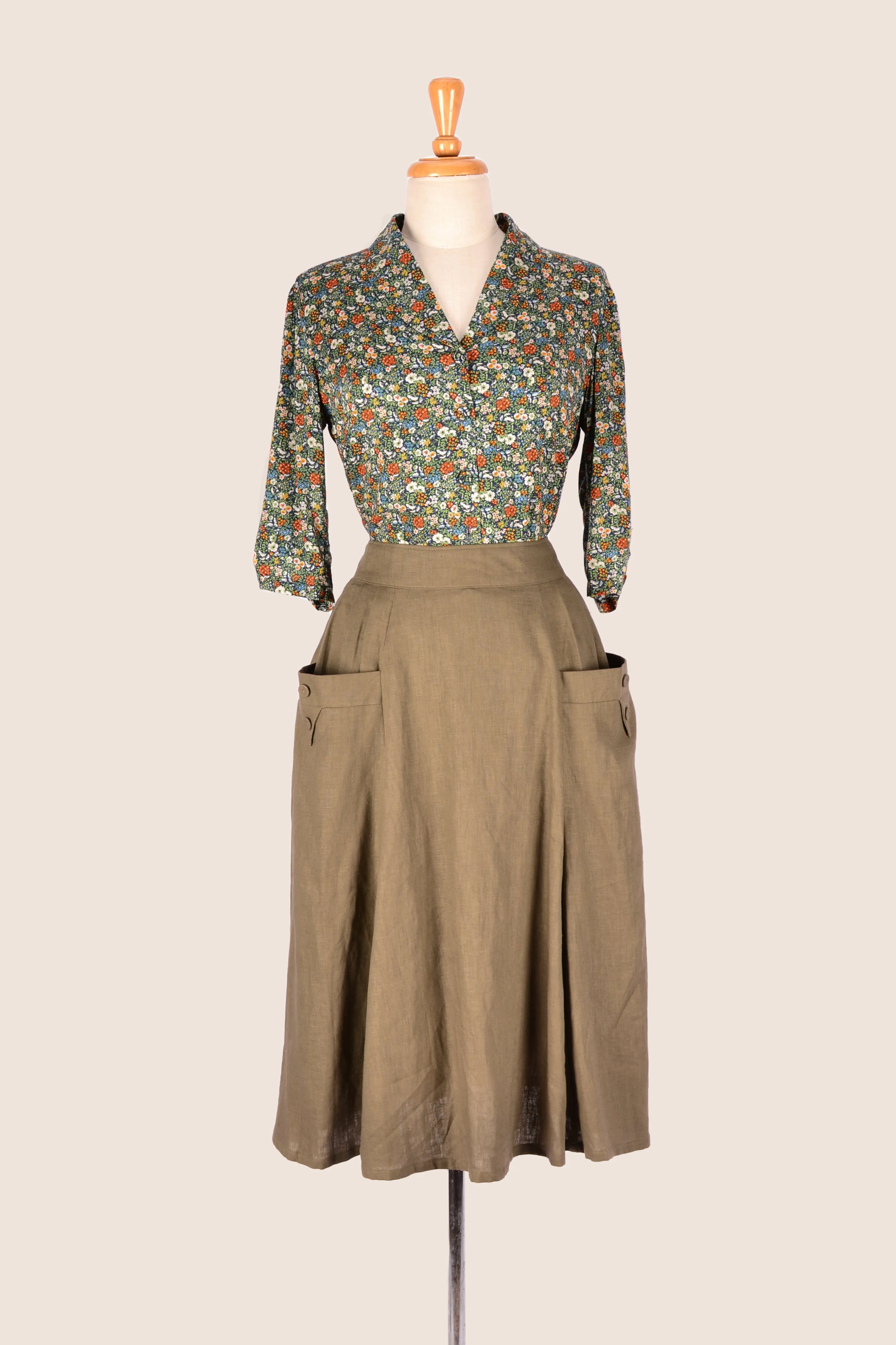 Olive Linen Skirt