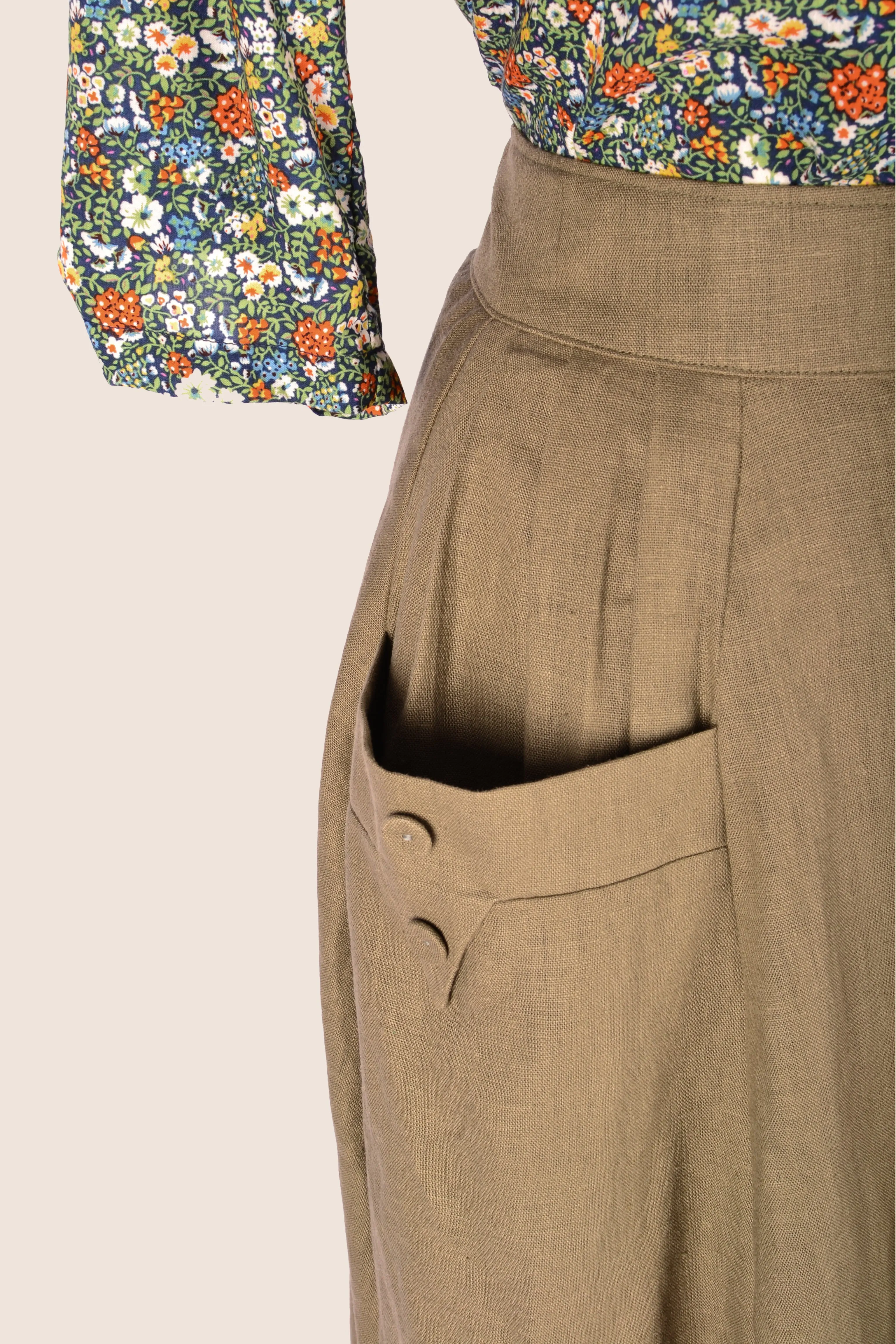 Olive Linen Skirt