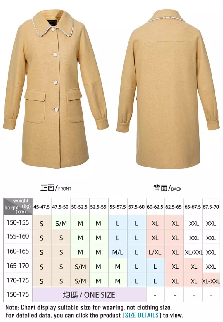 ONX.HK Pearl Collar Mid Length Wool Coat