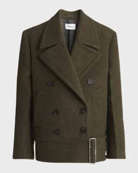 Oversize Wool Coat with Fixed Hip Belt