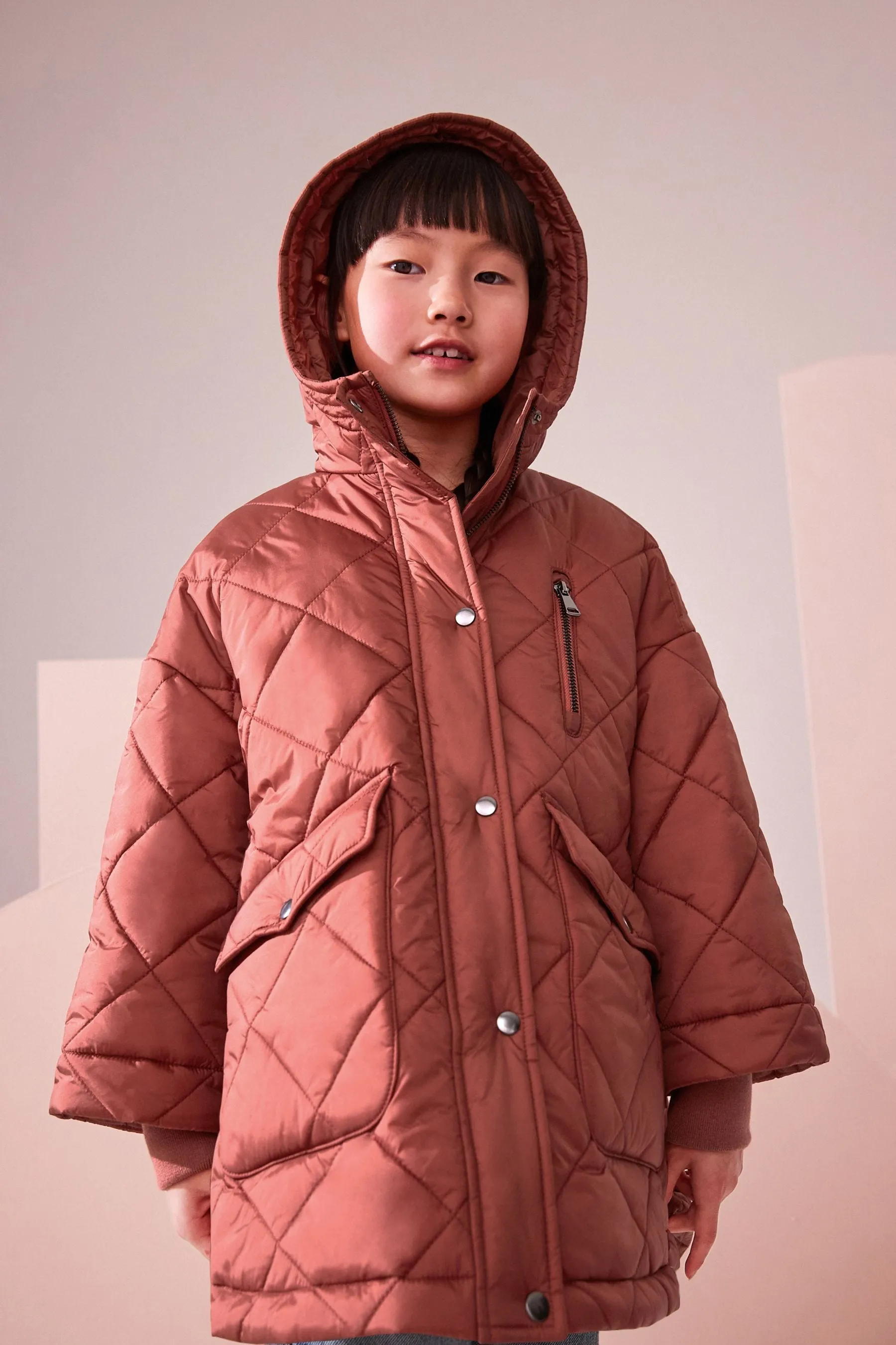 Oversized Rust Quilted Coat (3-16 years)