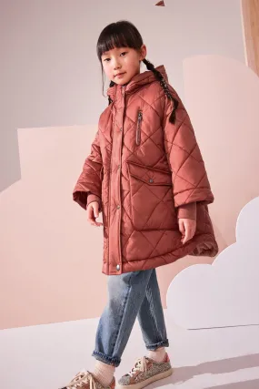 Oversized Rust Quilted Coat (3-16 years)