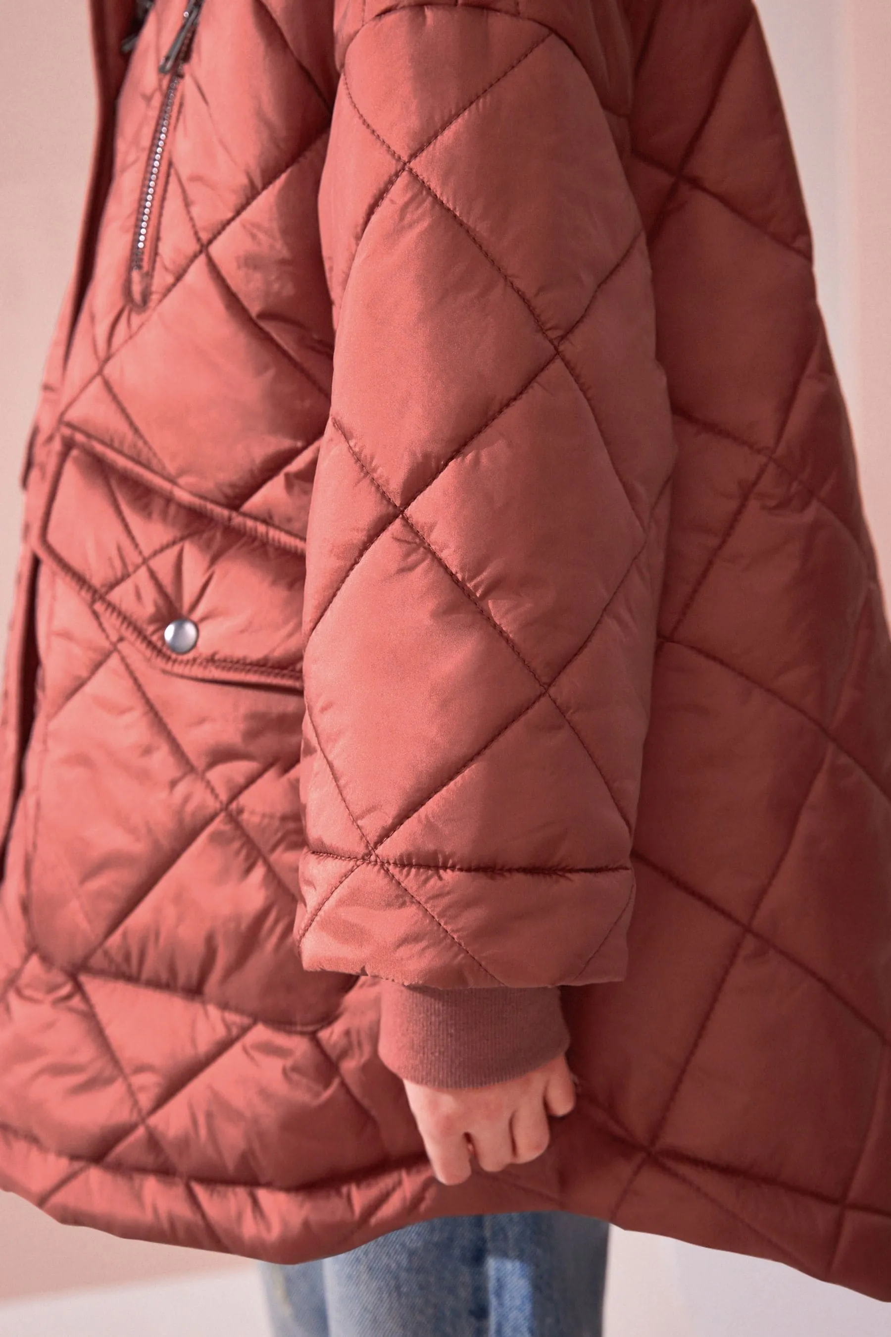 Oversized Rust Quilted Coat (3-16 years)