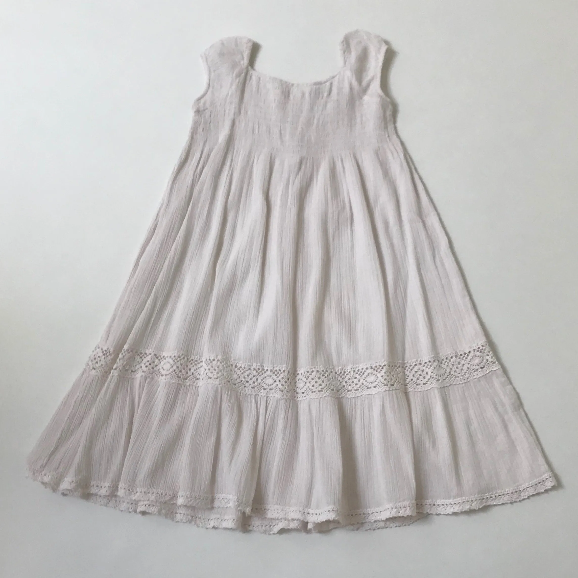 Pale Pink Cotton Smocked Dress: 4 Years;