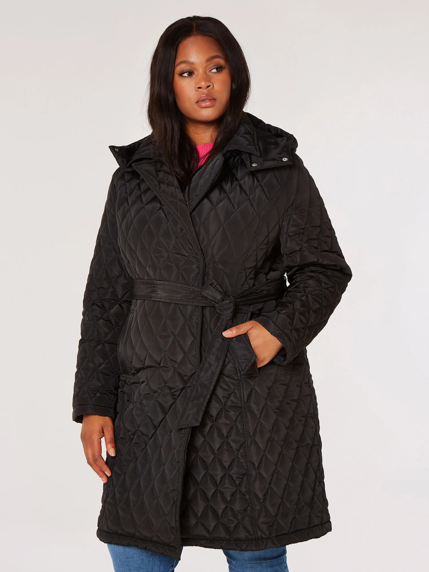 Quilted Parker Coat with Belt by Apricot Clothing