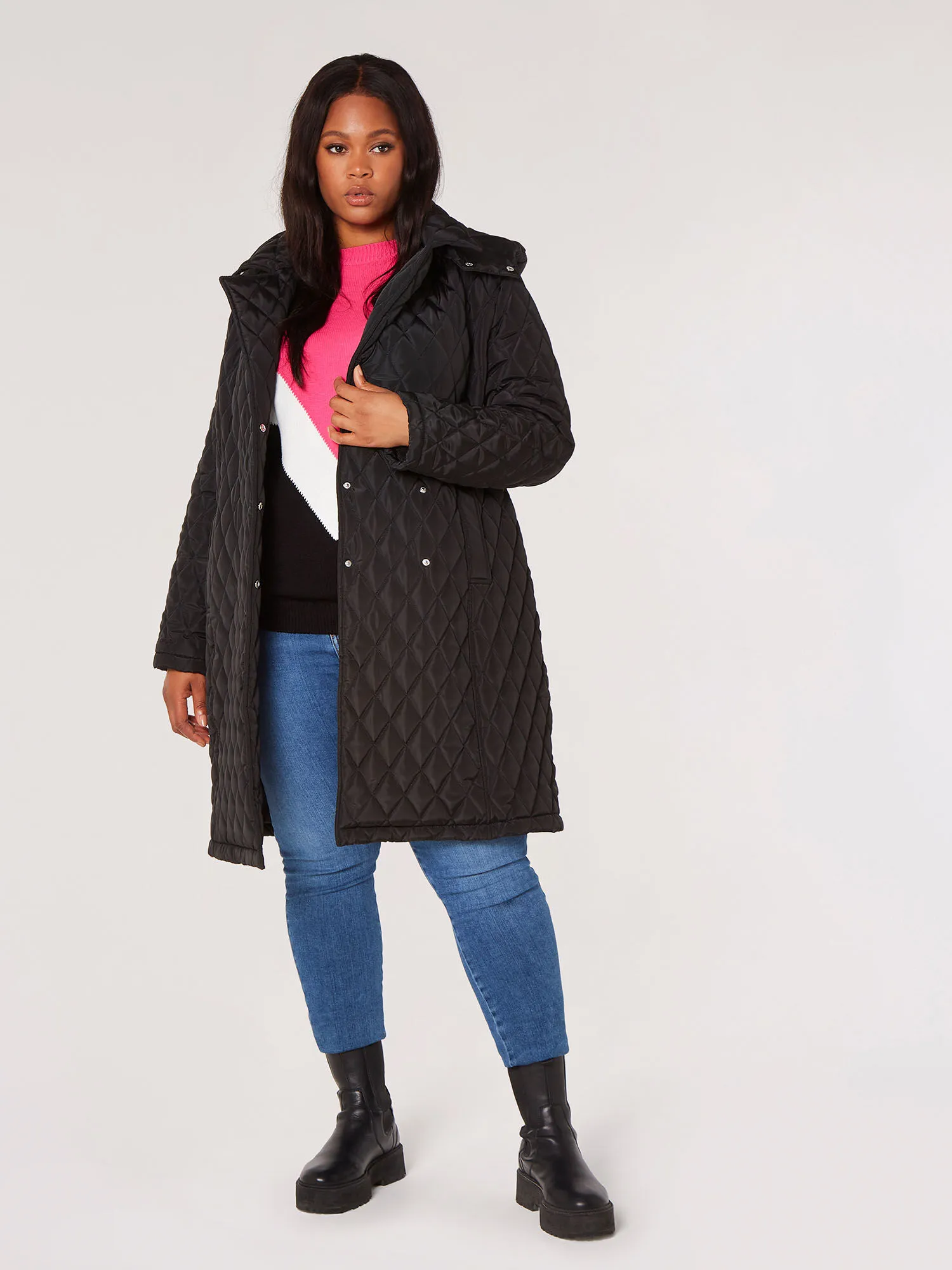 Quilted Parker Coat with Belt by Apricot Clothing